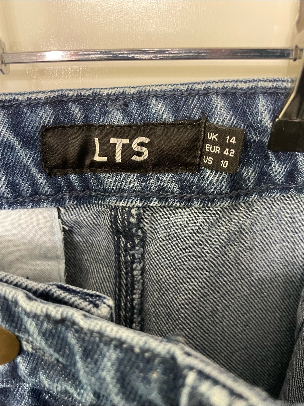 Long Tall Sally Wide Leg Denim Jeans Med Blue Wash Size 10 Inseam 35" - Picture 5 of 10